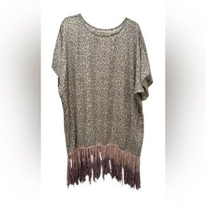 Zleurope Leopard Print Fringe Coverup